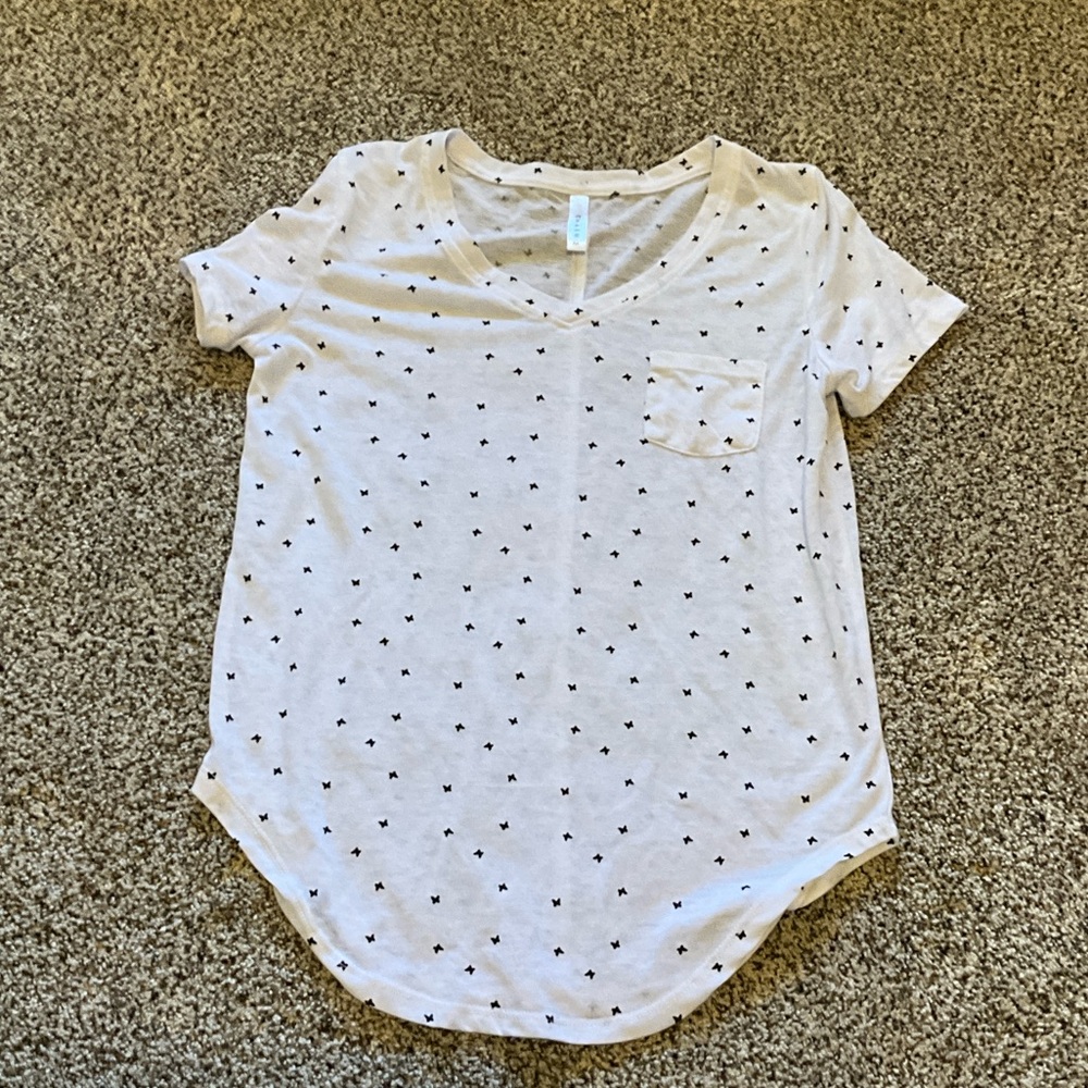 Kids' White and Black Patterned Short Sleeve Tee